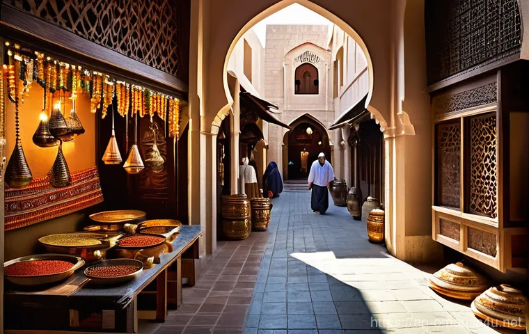 오만 전통 마켓 투어 - **Prompt 1: The Heartbeat of Mutrah Souk**
    "A wide, atmospheric shot of the bustling Mutrah Souk...